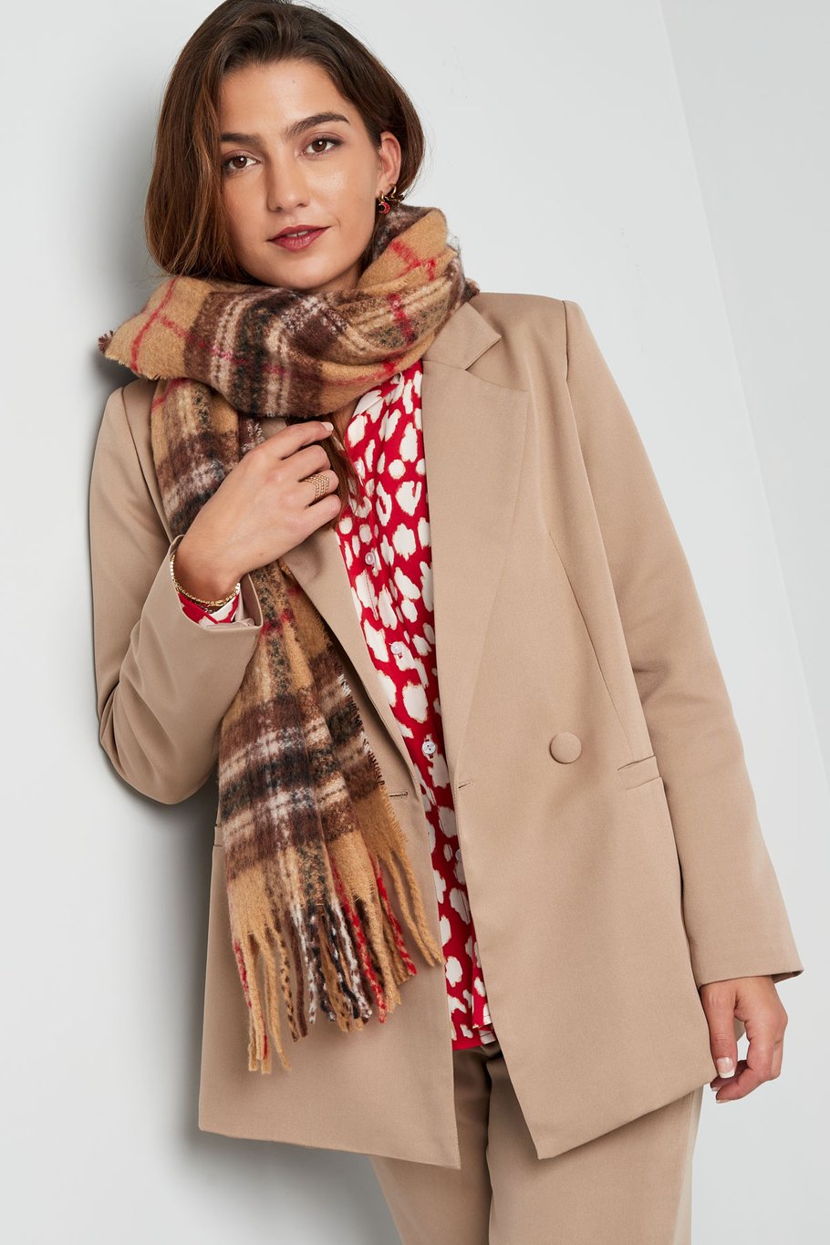 Scarf colorful check - white Picture4